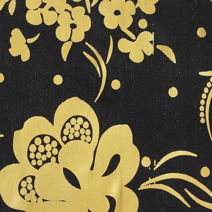 Ткань атлас черный с золотым рисунком, ширина 150 см