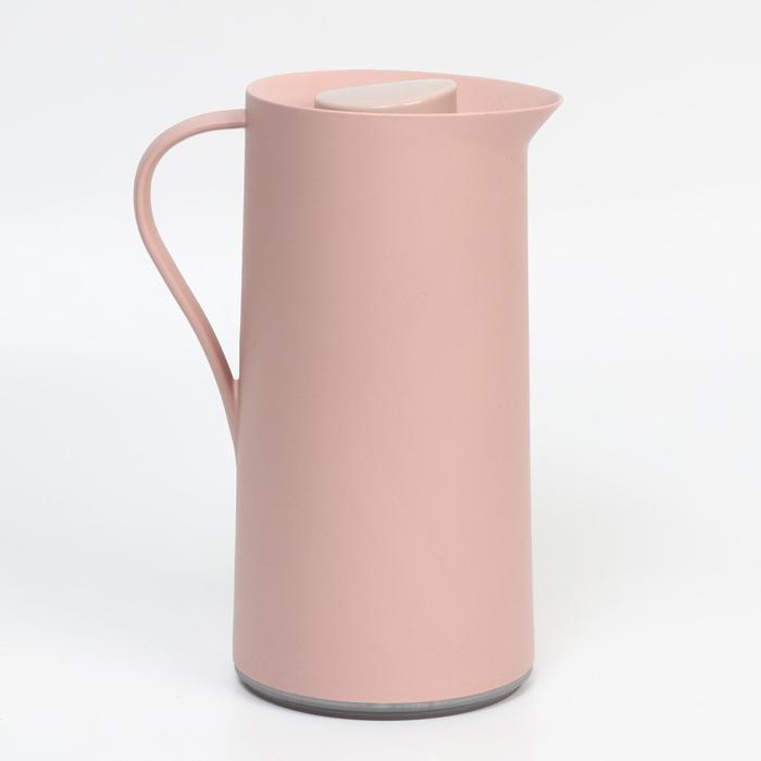 Термос-кофейник 1 л, стеклянная колба, сохраняет тепло 24 ч, розовый