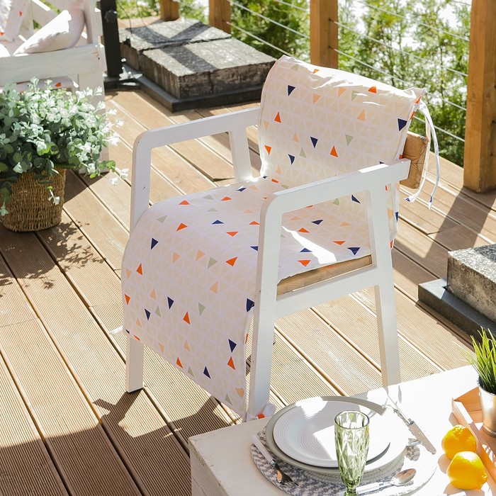 Подушка на уличное кресло «Этель» Треугольники, 50×100+2 см, репс с пропиткой ВМГО, 100% хлопок
